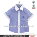 new Comfortable lovely style Blue Small-checked printed boys shirts with white beautiful collar